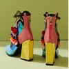 ブリングブリングアンクルブーツ女性ファッションハイチャンキーヒールトートーレディテージブーツシューズ