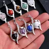 Pendant Necklaces 10pcs Elegant Drop Shape Natural Stone Opal Rose Quartzs Crystal Tiger Eye Obsidian Charms For Jewelry Making