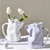 Vases blanc bureau minimaliste luxe Ikebana nordique céramique fleurs séchées Vase céramique décoration de la maison YY50HP