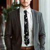 Laços divertidos notas de música gravata preto e branco elegante pescoço para festa de casamento masculino colar de qualidade acessórios de gravata gráfica