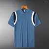 Polos pour hommes 2023 mode contraste couleur à manches courtes POLO hommes été jeunesse décontracté coréen personnalisé Patchwork T-shirt hommes