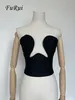 Camisoles Tanks FuRui Star Fashion Sexy Black V-Neck Tops Strapless Short Bandage Crop Tops Vest In Stock Within 24 Hours 230411