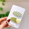 Sweet Girl Princess Plaid BB Clip Fashion Small Fresh Green Series Korea Children Fabric Bow Hairpins Hair Accessories