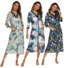 Vêtements de nuit pour femmes été femmes maison peignoir avec fermeture éclair dames lâche longue Robe Robe de chambre impression Robe de nuit Robes pour les femmes