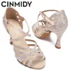 CINMIDY Women 667 Latin Dance Rhinestones Soft Bottom Salsa Shoes For Dancing Ladies Sandals Women's Wedding Hight Heels 7.5Cm 230411 's