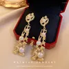 Chaînes irrégulières géométriques plissées sirène perle boucles d'oreilles métal industrie lourde Style Antique luxe léger pour les femmes