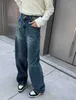 Женские джинсы дизайнер Nanyou High Edition CE с цепочкой Триумфальной арки 2023 Новая талия Тонкая широкая прямая нога для женщин Весна и осень J8KQ