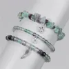Fashionable Chakras Natural Crystal Beads Bracelets Alloy Star Wing Handmade Woven Bracelet Set For Women Jewelry