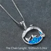 Pendant Necklaces Blue Opal Wave Whale Tail Necklace Female Dainty Dolphin Classic Silver Color Chain For Women Jewelry