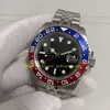 13 stijl Real Po met doos automatische horloges heren 40 mm rood blauwe keramische bezel zwarte wijzerplaat roestvrijstalen armband vouwsluiting M225u