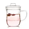 Tazza da latte in vetro trasparente trasparente Tazza da tè e caffè Teiera Bollitore con infusore F 50JD Bicchieri da vino176n