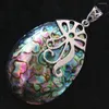 Pendant Necklaces Natural Abalone Pearl Large Big Oval Charms Chain Necklace Making Jewelry B1142