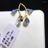 Dangle Earrings Original Light Luxury Topaz Water Drops Blue Women's Gold Plated Romantic Charm Wedding Accessories Jewelry