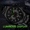 Wristwatches Fashion Mens Sports Watches Men Stainless Steel Quartz Wrist Calendar Luminous Clock Man Business Casual Leather 230410