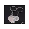 Lovers Keychain Metal Heart-Shaped Couple Keychains Couples Two In One Heart Key Chain Valentines Day Gift Wonderf Blessing Of Love Dr Dhj3B