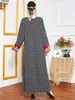 Etnische kleding geborduurde plaid lange jurk elegante volle mouw losse moslim Arabische kalkoen maxi jurken herfst Marokkaanse kaftan vestiods