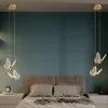 Modern minimalist villa duplex floor acrylic led butterfly bedside pendant lamp art creative staircase corridor chandelier