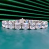 Asscher Cut Topaz Diamond Bangle Bracelet 100% Real 925 Sterling silver Wedding Bracelets For Women Engagement Party Jewelry