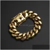 Bracelet Necklace Mens Gold Cuban Link Chains Hip Hop Jewelry 22M Stainless Steel Bracelets Drop Delivery Sets Dhgarden Otljt