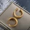 Серьги-гвоздики ZMFashion из нержавеющей стали C-образный обруч для женщин и мужчин с тканой текстурой золотого цвета, трендовые ювелирные изделия, подарок, оптовая продажа