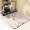 Table Mats Plant Style Kitchen Absorbent Drying Mat Silicone Pad Accessories Watercolor Flowers Printing Napkin Dish Cup