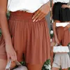 Shorts femininos Mulheres 2023 Casual Summer Ruffle elástico de cintura alta calça smocked simples simples requintado versátil em estoque