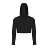 Långärmad yogaträkter LU-016 Kort sportjacka Hooded Gym Shirt Workout Hoodie Women Autumn Cotton Sweatshirts Winter Tops