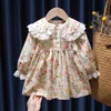 Vestidos para niñas Lindo bebé floral princesa vestido primavera otoño estilo coreano manga larga peter pan collar niños niña 16y 230410