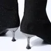 Klänningskor Fashion Boots Trend Stretch Boots High Heel pekade Toe Women's Shoes Outdoor Short Ladies Ankel Sock Boots 230410