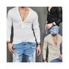 Hommes s T-shirts US Stock Mode Hommes Casual Slim Fit À Manches Longues Col En V Profond Sexy Chemise T-shirts 230411