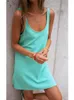 Casual Dresses Makaron Color Waffle Straps Tank Mini Dress Female U Neck Loose Off-Shoulder Backless Solid Sexy Street Home