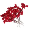 Decorative Flowers 10 PCS Artificial Berries Christmas Simulation Berry Branch Lifelike Branched Decor Plastic Pick Cotton Dried Flower