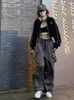 女性のフーディーズディープタウン韓国のジップパーカーY2K女性アメリカンレトロKPOPファッションストリートウェアブラックスウェットシャツ2023秋のジッパージャケット