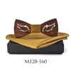 Neck Ties Linbaiway Wooden Bow Tie Box Handkerchief Set For Men's Bowtie Wood Hollow Carved Wear Women Scarf Cravat