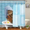 Dafield Animal divertido oso valiente en un tiburón cortina de ducha arte temático para tela lavable decoración de baño cortina de ducha oso Y200108295b