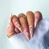 False Nails 24pcs Manicure Fake Nials Marble And Love Heart DIY Wavy Super Long Stiletto French