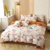 Ensembles de literie Ensemble de style floral exquis en microfibre 3 pièces 1 housse de couette 2 taies d'oreiller confortable doux adapté à divers lits