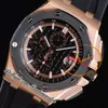 APF 44mm 26401RO A3126 Automatic Chronograph Mens Watch Rose Gold Black Ceramic Bezel Stick Markers Rubber Exclusive Technology Super Version Puretimewatch B2