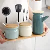 Garrafas de armazenamento Nordic minimalista cerâmica casa cozinha tempero pote combinação conjunto sal shaker jar caixa condimento