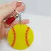 Portachiavi 12 pezzi Softball acrilico e braccialetti intrecciati a mano per regalo di baseball