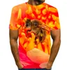 Herr t -skjortor män t -shirt kort ärm 3D honungskaka för herrbi grafiska toppar honungsbin topp sommar tee lite