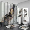 Chuveiro cortinas 3d impressão elegante pintura a óleo cortina à prova dwaterproof água no banheiro com gancho conjunto macio tapete de banho tapete tapete rugs301l