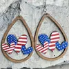 Dangle Chandelier 2023 4 juillet Amour Drapeau américain imprimé Jour indépendant Larme Dangle Drop Cut Boucles d'oreilles en bois pour femmes Patriotisme Bijou Z0411