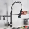 Kitchen Faucets Blackend Spring Pull out Side Sprayer Dual Spout Single Handle Mixer Tap Sink 360 Rotation 230411