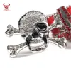 Luxe Western Cowboy clouté strass Rockstar amovible crâne boucle pas cher PU cuir Bling rouge strass ceinture hommes