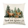 Christmas Decorations Linen Pillow Cover 45x45cm Throwing Box Winter Decoration Home Tree Deer Sofa Cushion 231110