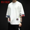 T-shirt da uomo RUIHUO Mezza manica in cotone e lino T per uomo Abbigliamento Harajuku Tee Estate Streetwear Hip Hop 5XL 2023 Arrivi 230414