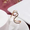 Band Rings Exaggerated Design Full Blk Zircon Double Twist Women's Rings 585 Gold Color Gothic Jewelry Party Daily Unusual cessories P230411