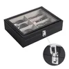 Eyeglass Sunglasses Storage Box With Window Imitation Leather Glasses Display Case Storage Organizer Collector 8 Slot301E