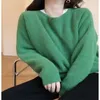 Women's Sweaters 23 Autumn And Winter Knitted Wool Round Neck Warm Sweater High-end Solid Color Loose Trend Coat